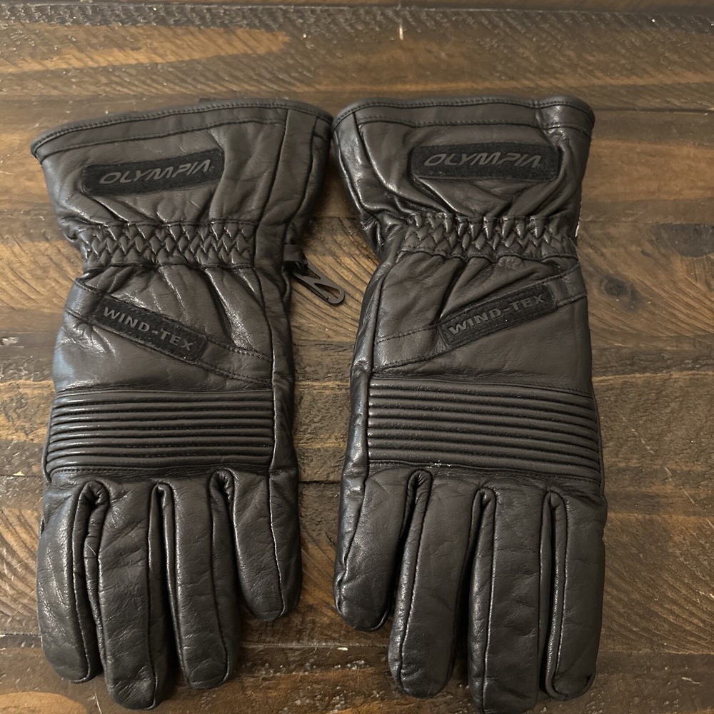 Olympia Sports Co 4350 Mens Black Cowhide Leather Motorcycle Riding Gloves S
